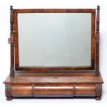 A William IV rosewood veneered dressing table mirror, c1835, the rectangular plate within cross