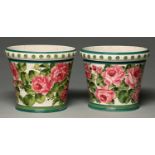 A pair of Wemyss ware Stuart flower pots, c1900, painted possibly by Karel Nekola with cabbage