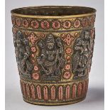 An Indian silver and copper-ornamented brass beaker, late 19th c, 25mm h A good quality example in