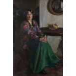 Scottish School, early 20th c - Woman Sitting for her Portrait, oil on canvas, 91 x 60.5cm Good