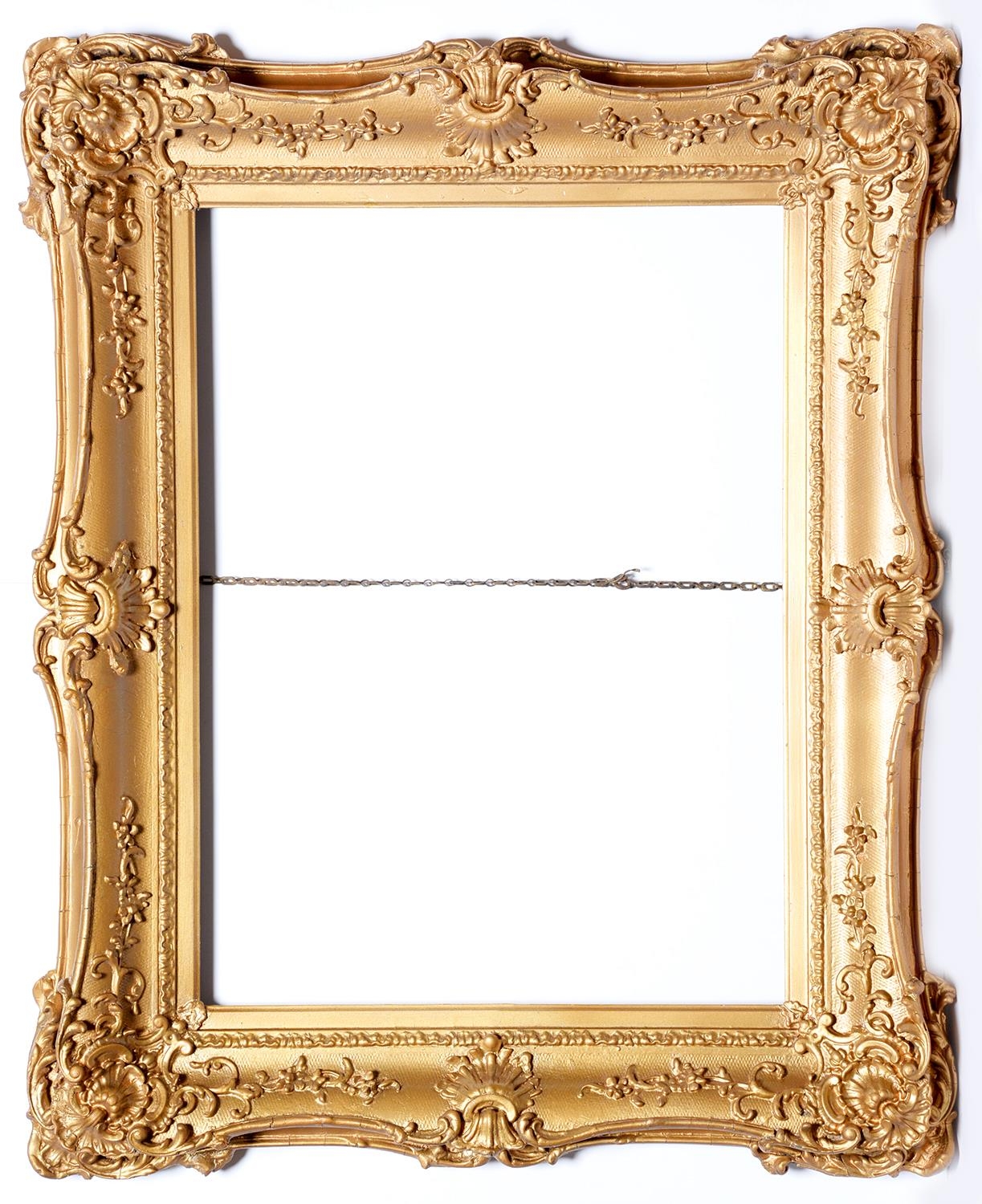 A Victorian giltwood and composition picture frame, sight 57 x 42cm Small repairs and gold painted