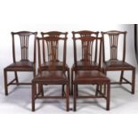 A set of six George III style mahogany dining chairs, early 20th c, with serpentine top rails and