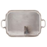 An Elizabeth II silver tea tray, with moulded border and re-entrant angles, 55.5cm over handles,