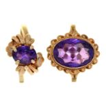 Two amethyst rings, in 9ct gold, Birmingham 1967 and 1973, 7.5g, sizes N and O Good condition