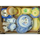 Miscellaneous ornamental pottery and porcelain, to include blue and white, Carlton ware cheese dish,