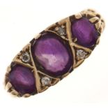 An amethyst and diamond ring, in 9ct gold, 4.6g, size K Good condition