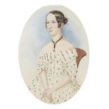 A Schirnhofern - Portrait of a young Woman, seated half length, oval,  watercolour, inscribed