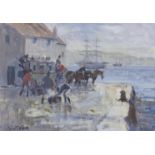 John Frederick Collins (1930-2016) - 19th Century Scene with a Carriage on a Quay, signed,