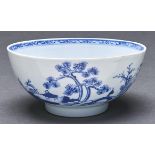 Nanking Cargo. A Chinese blue and white bowl, c1750, painted with the Scholar on Bridge pattern,