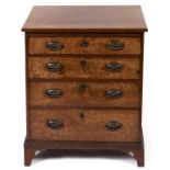 A mahogany chest of drawers, with oval embossed brass handles, 85cm h; 50 x 71cm An old