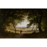 British School, 19th c – Figures at the Edge of a Wood, signed L… Macintyre (in red), oil on