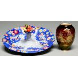 A Carlton Ware fruit bowl, 1930's, 27cm diam, printed mark, pattern 3413 and a Fielding's Crown