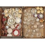 Miscellaneous ceramics and glass, to include a pair of 19th c majolica baskets applied with a