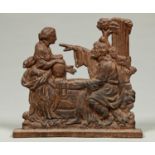 A Victorian cast iron doorstop in the form of Christ and the Samaritan Woman, 26.5cm h Undamaged,