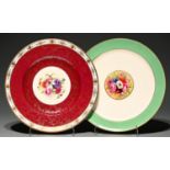 Two Royal Worcester plates, 1926 and 1933, each painted with a central group of flowers by E