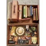 Miscellaneous bygones and ornamental articles, to include books, records, folding camera, brass