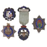 Four masonic silver and enamel RMIG and other charity jewels, early 20th c Enamel on one chipped
