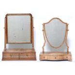 A George I style dressing table mirror, late 19th / early 20th c, the shaped plate within cushion