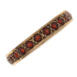 A garnet eternity ring, 9ct gold mount, 2.2g, size Q Good condition