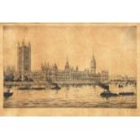 A collection of mainly British etchings, early 20th c, by carious artists, mostly signed, (30