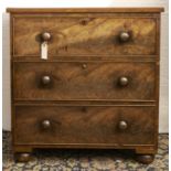 A dwarf mahogany chest of drawers, on bun feet, 75cm h; 44 x 71cm Made up object incorporating
