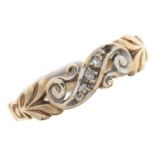 A diamond ring of scrolling design, in 9ct gold, 1.6g, size M Good condition