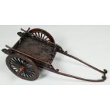 A Japanese bronze model of a cart, cast with kikumon, reddish brown patina, 50cm l Good condition