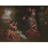 Victorian School – Fete Champetre, oil on canvas, 24.5 x 31.5cm Restored, lined, localised