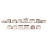 Fourteen silver napkin rings, Victorian-Elizabeth II, 9ozs Good condition