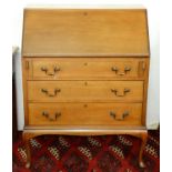 A mahogany bureau, early 20th c, on cabriole legs, 100cm h; 45 x 76cm Ring marks and stains on the