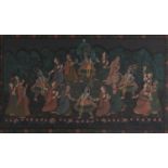 Indian School, 20th c - Celebration, pigment on cloth, 83 x 143cm Good condition