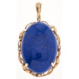 A lapis lazuli and diamond pendant, in gold marked 14k 585, 14.7g Good condition