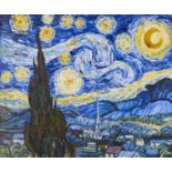 Tom Keating (1917-1984) After Vincent Van Gogh - Starry Night, oil on board, 49.5 x 60cm Good