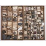 Minerals. Miscellaneous cut and polished specimens, crystals, a larger example of fossilised wood,