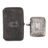 An Edwardian silver lady's cigarette case, 80mm, by W H Sparrow, Birmingham 1903 and a silver