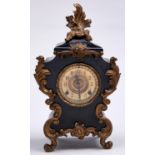 A North American black and gold painted iron mantel clock, Ansonia Clock Co, late 19th c, in Louis