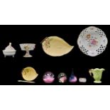 Miscellaneous ornamental British and Continental ceramics and several glass paperweights Good