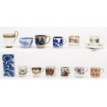Miscellaneous English and Continental porcelain tea  cups and other ware, including an 18th c