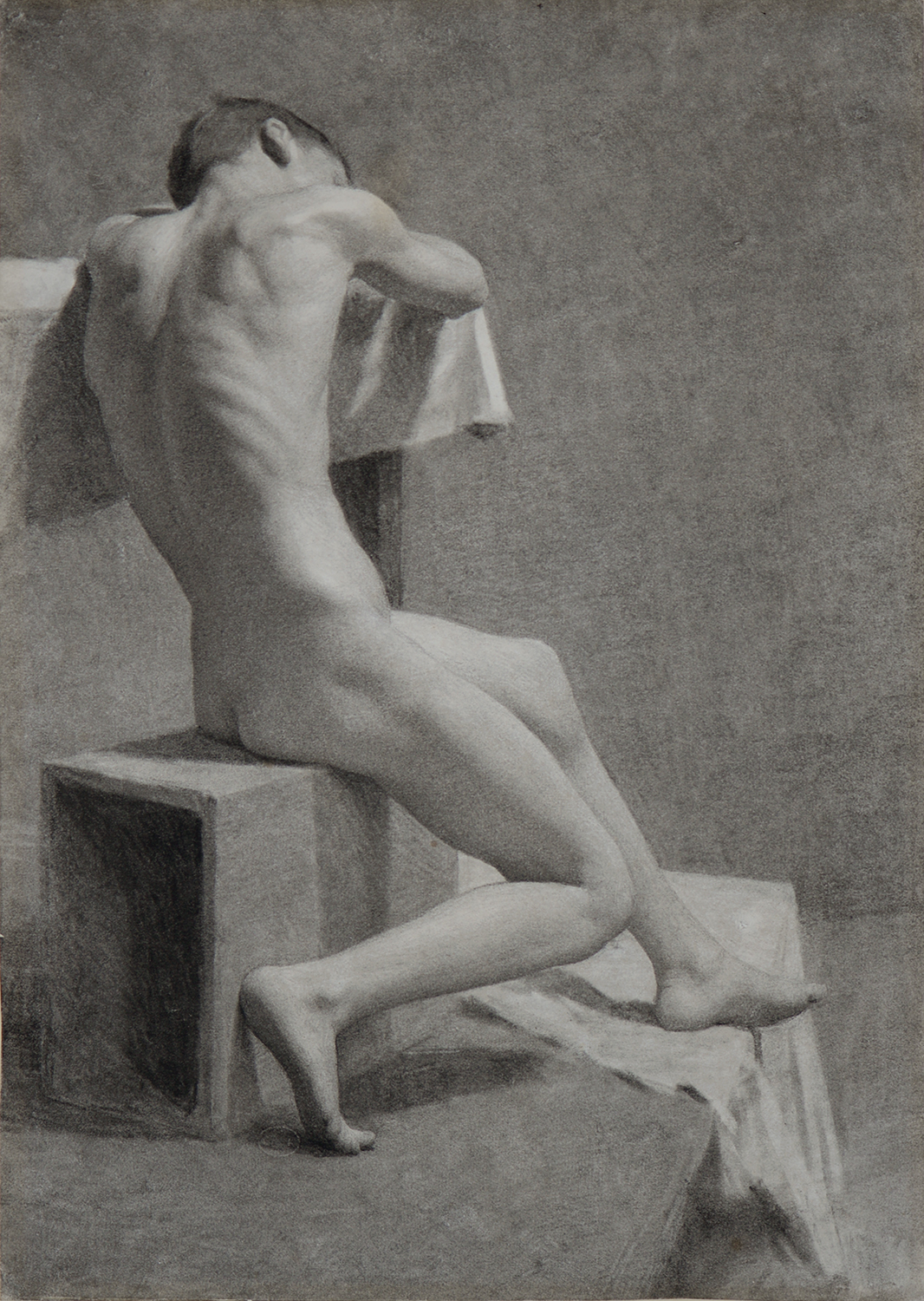 Harold Knight RA, ROI, RP, RWA (1874-1961) - Life Model Nottingham School of Art, charcoal, 52 x
