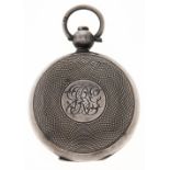 An Edwardian silver sovereign case, engine turned, 34mm diam, Birmingham 1906 Back dented, lid