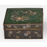 A Japanese cloisonne enamel box and cover, Meiji / Taisho period, with silver cloisons, the cover