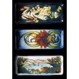 Three Moorcroft rectangular Islay, Calla Lily and Lamia dishes, early 21st c, 19.5cm l, impressed