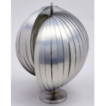 A modernist aluminium table lamp, 1970's, of geometric form on weighted round base, 51cm h Dusty /