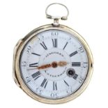 A Swedish silver verge watch, Lindgren a Stockholm, late 18th c, No 355, with enamelled dial,