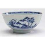 Nanking cargo.  A Chinese blue and white bowl, c1750, painted with the  Scholar on Bridge pattern,