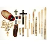 Optical Bijoux.  A collection of turned bone and other stanhopes, 19th-early 20th c, including
