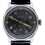 A Doxa stainless steel military issue wristwatch,  with black dial, numbered on case back 4645464,