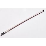 A silver mounted violin bow, the octagonal stick stamped LUPOT, the ebony frog with pearl eye, a