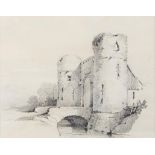 Samuel Prout FSA, OWS (1783-1852)- Whittington Castle Shropshire, pencil, a leaf from one of the