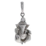 A diamond set platinum Ganesh  devotional pendant, marked 950, 2.5g Good condition